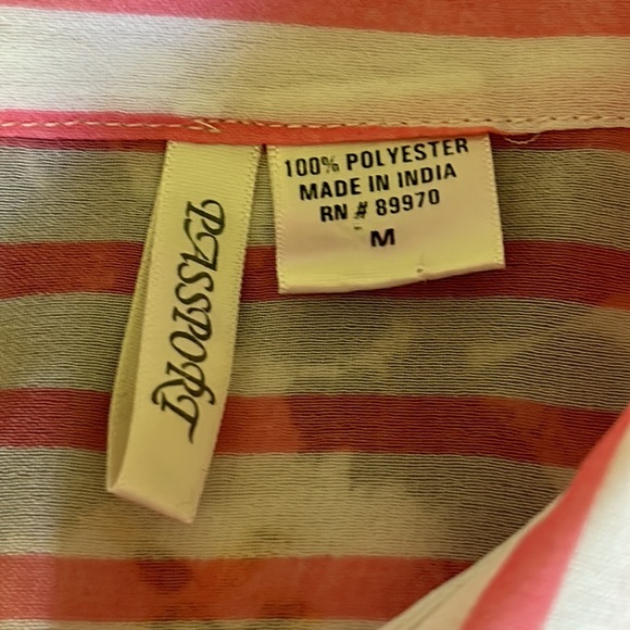 PASSPORT | SHEER BUTTON DOWN | MED | PINK AND WHITE - Picture 4 of 9